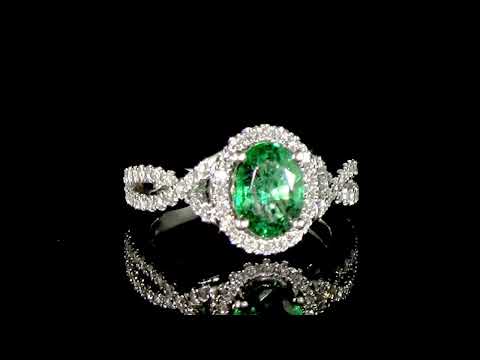 Lady's 14k White Gold 1ct Emerald and Diamond Ring