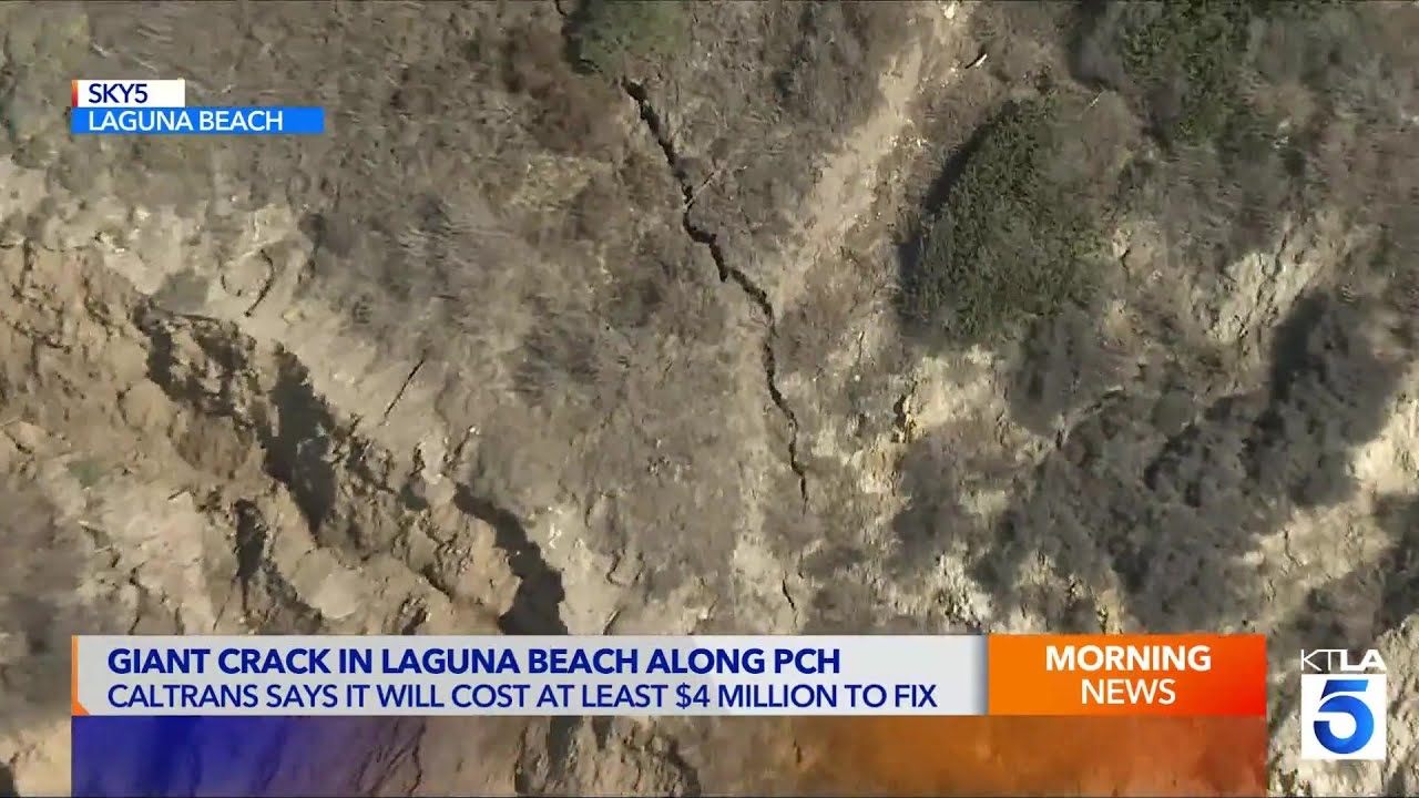 Video thumbnail for Giant crack under Pacific Coast Highway in Orange County is a $4 million fix