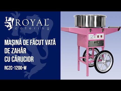 video - Mașină de făcut Vată de Zahăr cu cărucior - 52 cm