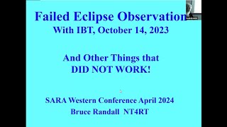 Bruce Randall: IBT Eclipse and other Radio astronomy Failures