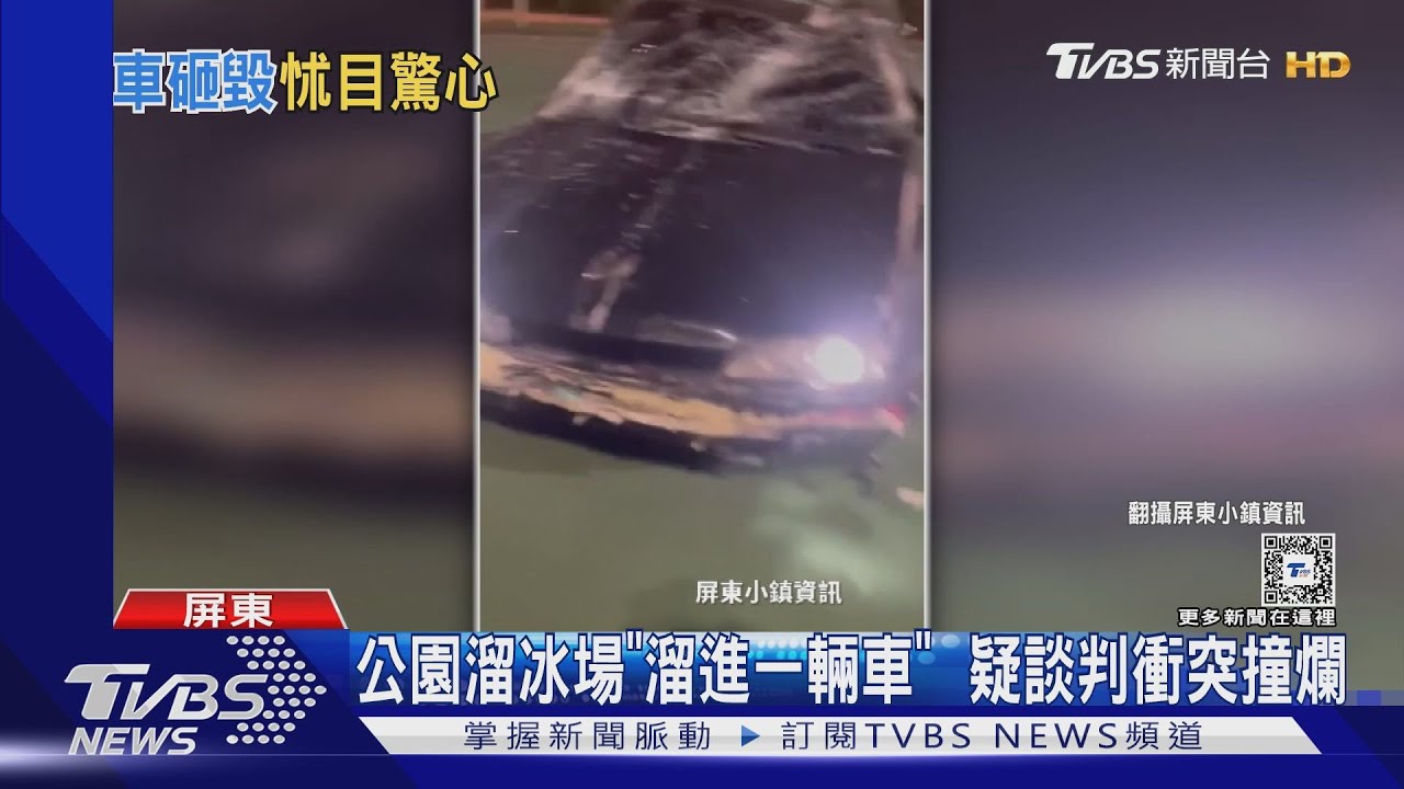 公園溜冰場「溜進一輛車」 疑談判衝突撞爛