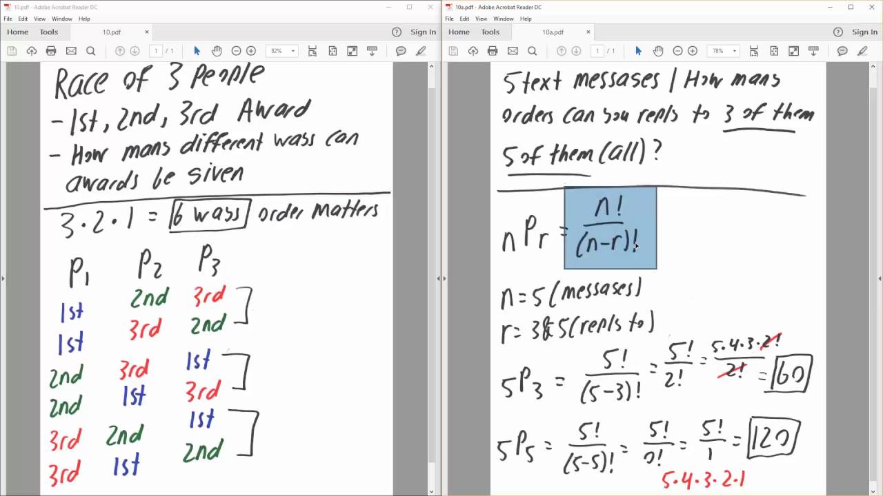 Alg2: Permutations—n objects taken r at a time (Solved by Hand)