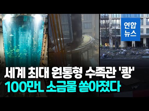 [유튜브] 베를린 호텔서 초대형 수족관 터져…2명 부상 투숙객 350명 대피