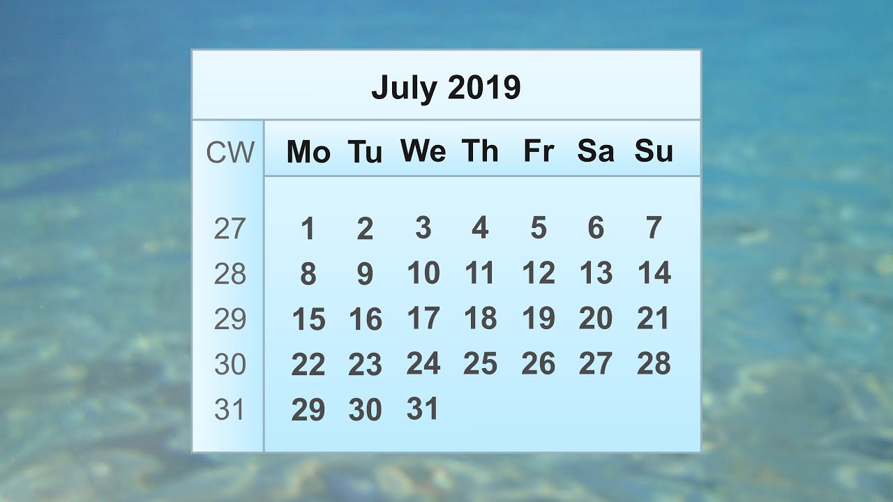 July 2019 Calendar