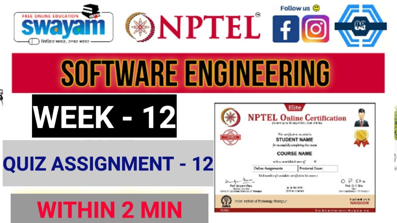 Software Engineering - NPTEL || WEEK - 12 QUIZ ASSIGNMENT SOLUTION ||