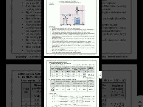 11 th physics practical (SURFACE TENSION BY CAPILLARY RISE METHOD)