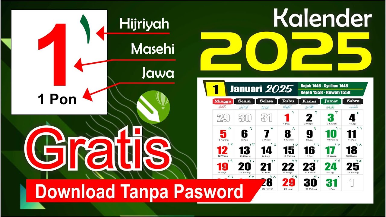 2025 CALENDAR - 2025 Calendar complete with National Holidays, Hijri, Javanese - Template - Downl...