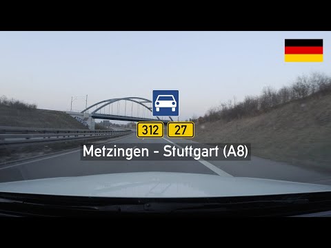 Driving in Germany: Bundesstraße B312 & B27 from Metzingen to Stuttgart (A8)