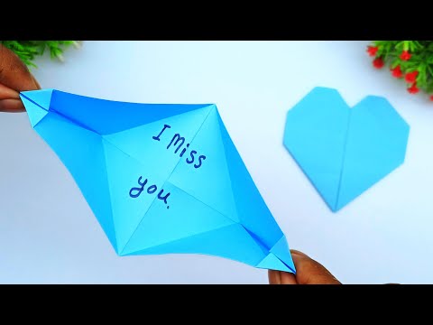 Valentines Day Pop Up Card | Easy Origami Heart With Surprise Message | Paper Hearts Crafts Ideas