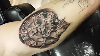 Skull and Clock Tattoo