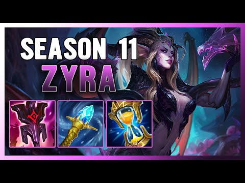 (1V9 WIN) SEASON 11 ZYRA SUPPORT GUIDE AND GAMEPLAY | BUILD+RUNES