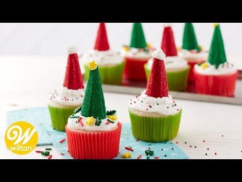 How to Make Christmas Tree and Santa Hat Cupcakes |...