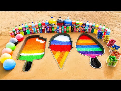How to make 3 Different Ice Creams with Orbeez, Big Fanta, Mtn Dew, Coca Cola vs Mentos & Sodas