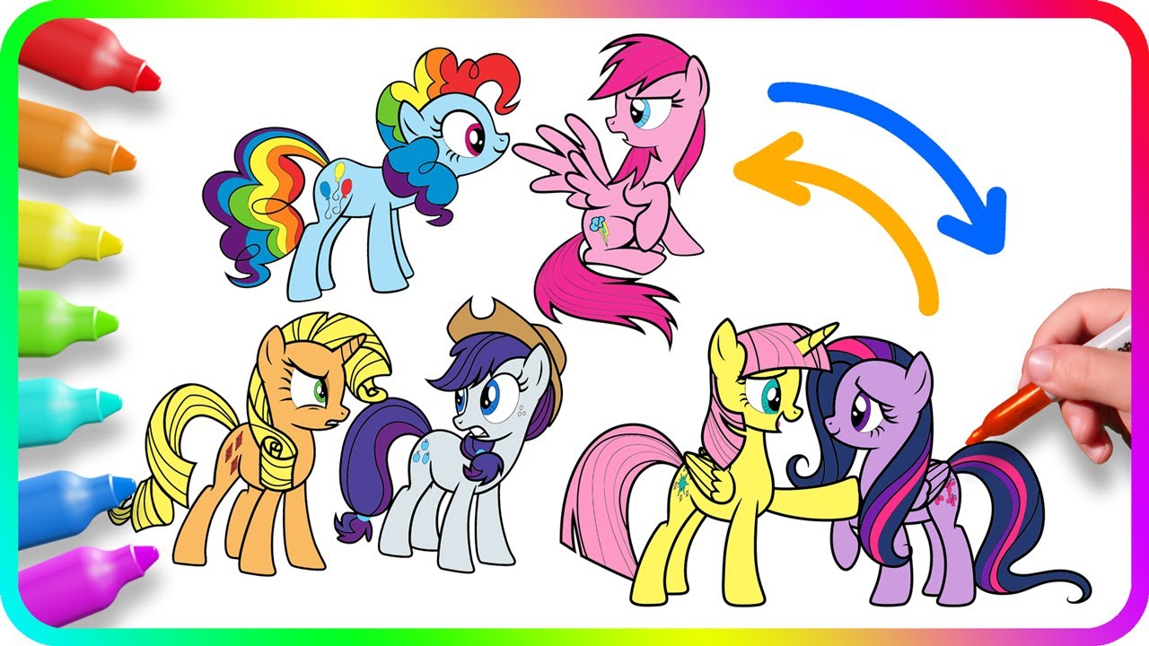 RECOLORING All Ponies, COLOR SWAP - Coloring Pages MY LITTLE PONY. How to color My Little Pony. MLP