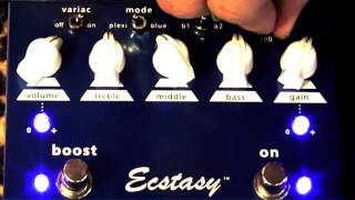 Video thumbnail for Bogner Ecstasy Blue overdrive pedal demo with Les Paul & Dr Z Antidote by gearmanndude