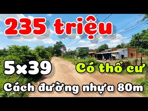 Bán 2 lô đất có thổ cư 5x39 giá 235 triệu cách đường nhựa lớn 80m UBND xã Hòa Hội 2km tỉnh Tây Ninh