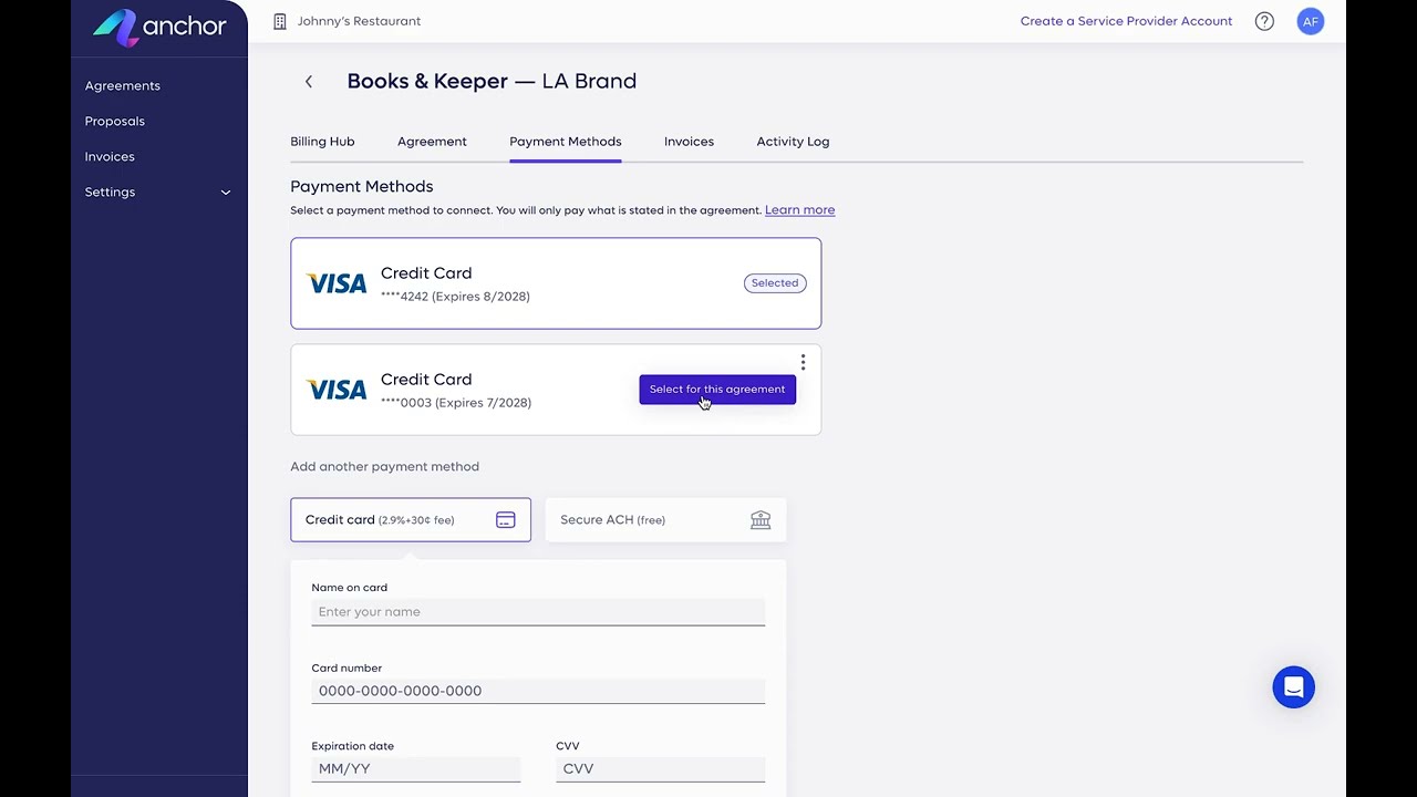 Updating Client Payment Methods