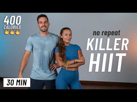 20 MIN FULL BODY HIIT Workout With Weights At Home No Repeat No Jumping