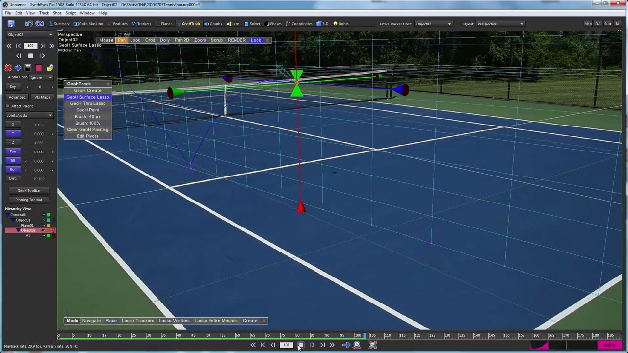 3D Bouncing Ball via Hybrid Geometric Hierarchy Tracking in SynthEyes