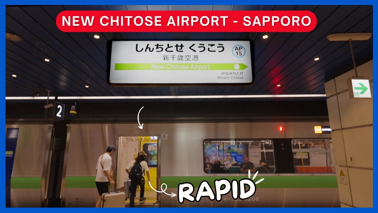 NEW CHITOSE Airport to SAPPORO Station by TRAIN 🚃❄️ HOKKAIDO Travel Guide for FIRST-TIME Travelers 🍣