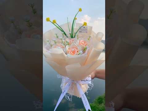 How to make ribbon rose flowers bouquet#gift #craft #diy #flowers #tutorial #ribbon #rose #diyflower