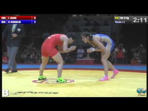 Finale 1-2 Female Wrestling 72 Kg (CHN) Fengliu ZHANG vs (RUS) Natalia VOROBEVA