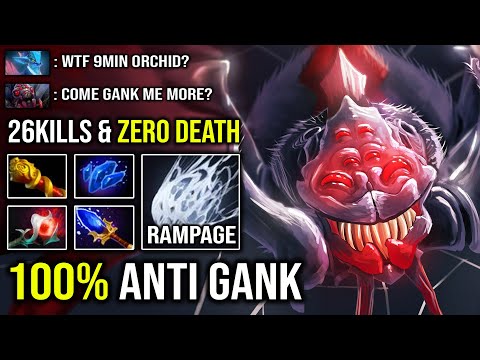 AMAZING 9Min Orchid Brood 100% Anti Gank Mid with Rampage 26Kills & Zero Death DotA 2