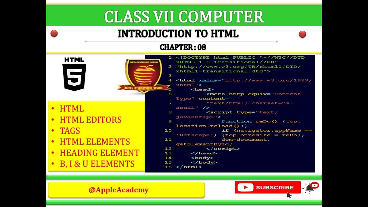 CLASS 7 COMPUTER CHP 8 INTRODUCTION TO HTML