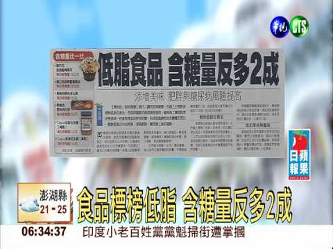 食品標榜低脂 含糖量反多2成