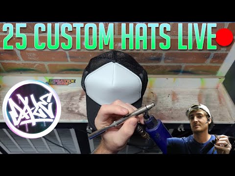 Let's paint! 25 custom airbrush graffiti hats "Wicked Happy"