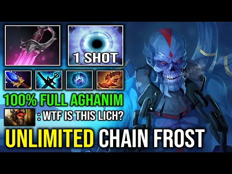 UNLIMITED CHAIN FROST 1 Shot Khanda 100% Full Aghanim Effect Unlimited Bounce Solo Mid Lich Dota 2