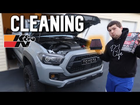 How to CLEAN a K&N Cold Air Intake Filter (2020 Toyota Tacoma) @KNfilters