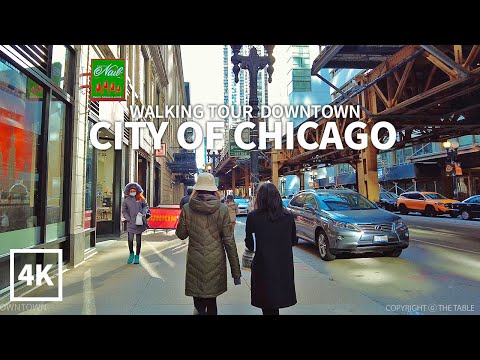 [4K] CHICAGO - Walking Tour Downtown, Sunday Afternoon, Lake Street, Wacker Drive & Randolph Street