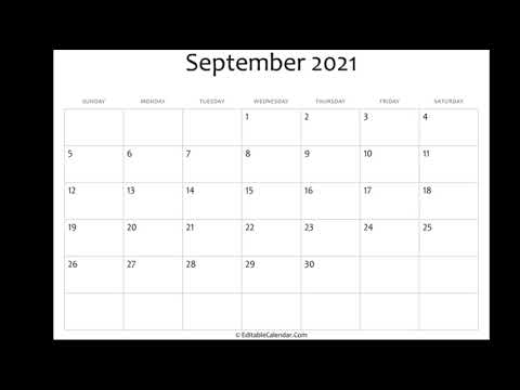 Free September 2021 Editable Calendar with Holidays