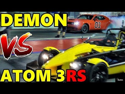 Dodge DEMON vs ARIEL ATOM3 RS  !! 1/4 Mile Drag Race Video - RoadTest®