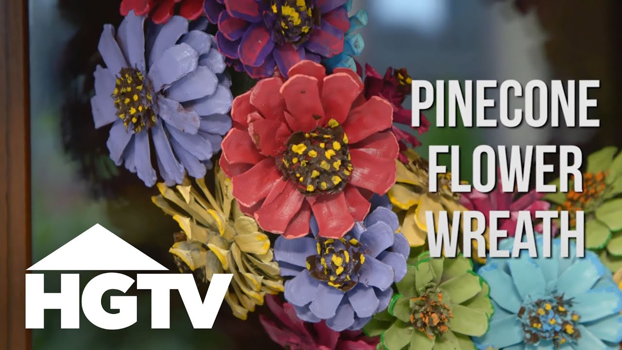 Easy Does It: How to Make a Pinecone Flower Wreath | HGTV