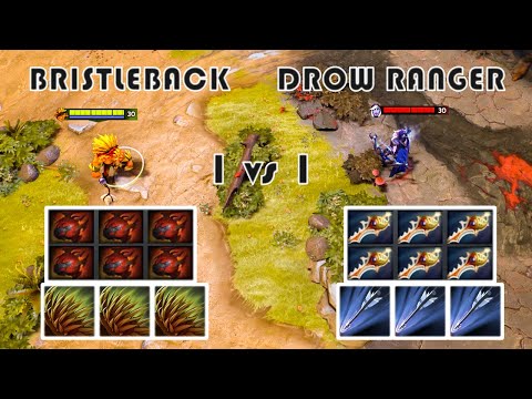 Bristleback (x6 Hearts) vs Drow Ranger (x6 Divine) | 1 vs 1 Battle😱😱 | Who win?