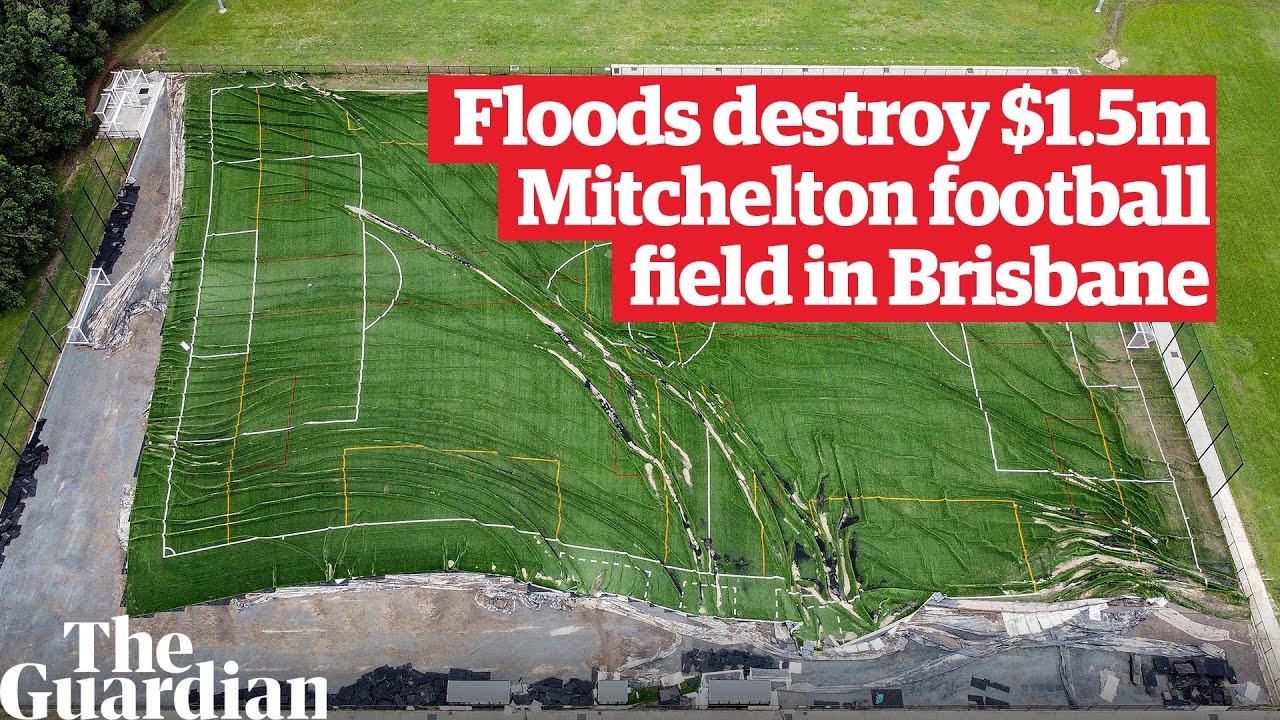 Floods destroy $1.5m synthetic field at Mitchelton football club in Brisbane, Queensland