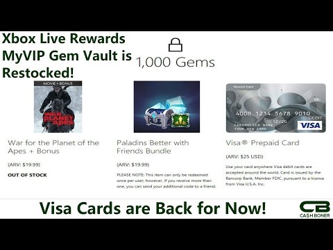 Xbox Live Rewards MyVIP Vault got Restocked with Visa Cards! Tips to Earn More Gems to Redeem!