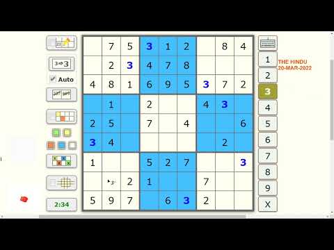 20 Mar 2022 | THE HINDU | SUDOKU | 2-STAR DIFFICULTY  | SOLUTION #SUDOKU #DAILY