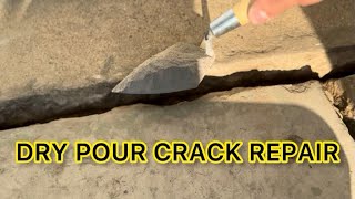 DRY POUR concrete for CRACK REPAIR?! | does it work? | LETS TRY! ​⁠
