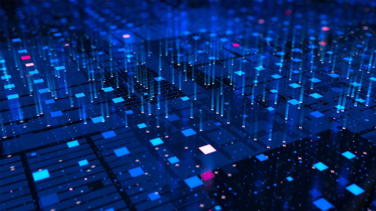 4K Futuristic Computing Data Circuit Board with AI Machine Learning Concept