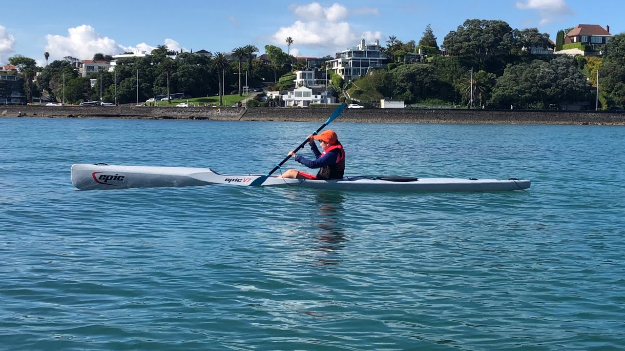 Alexandra (11) paddling the V7 Epic surfski