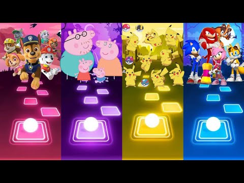 Paw Patrol Team VS Peppa Pig Team VS Pikachu Team VS Sonic Team - Tiles Hop Edm Rush !
