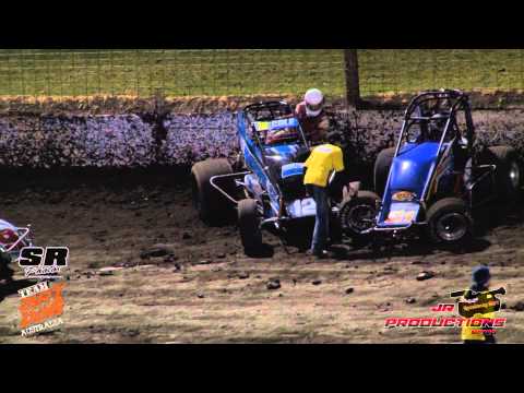 2013 Parr Motorsports Wingless Sprint Series Rd 2 - Jody Baldwin Crash