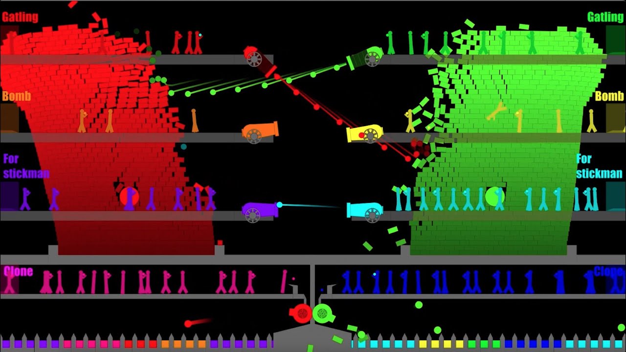Tower Destruction with Stickman in Algodoo