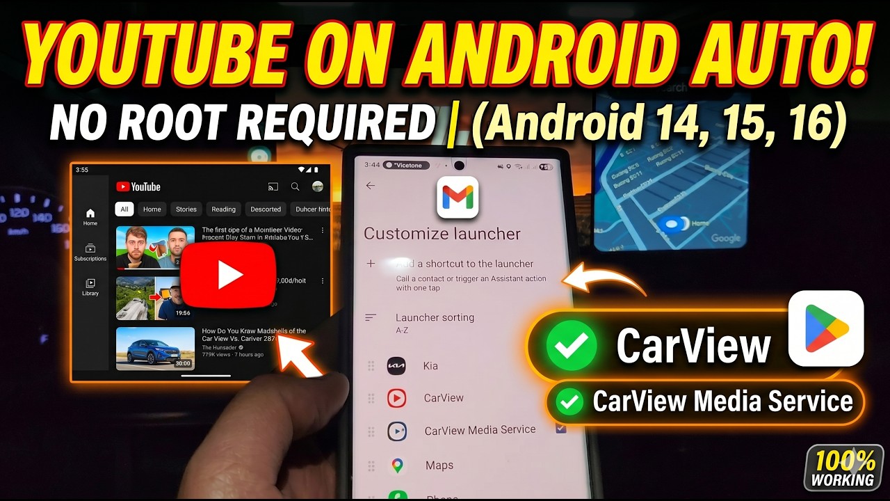 Watch YouTube on Android Auto NO ROOT! (Android 14, 15, 16)