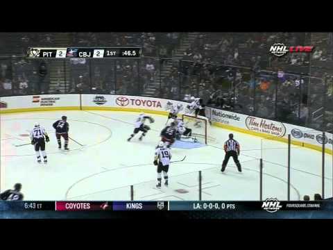 James Wisniewski goal 2-2 Pittsburgh Penguins vs Columbus Blue Jackets Sept 15 2013 NHL Hockey