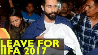 Shahid Kapoor, Mira Rajput And Baby Misha Leave For IIFA 2017
