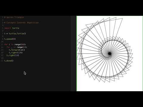 Spiral Triangle In Python Turtle Art Fun Graphics Coding Python Turtle